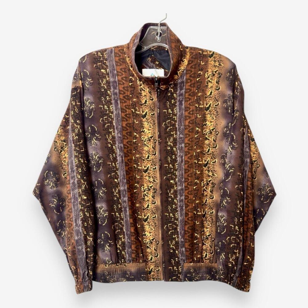 Vintage Y2k Silk Windbreaker Jacket Animal Print PM Bomber Mob Wife